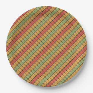Egyptian Feathers Red Yellow Green Paper Plate