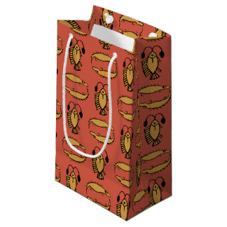 Egyptian Fish, Crocodile on Red Small Gift Bag