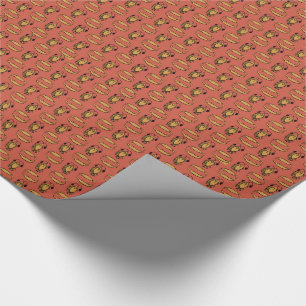 Egyptian Fish, Crocodile on Red Wrapping Paper