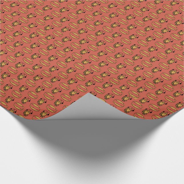 Egyptian Fish, Crocodile on Red Wrapping Paper (Corner)
