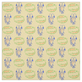 Egyptian Fish, Crocodile on Yellow Fabric
