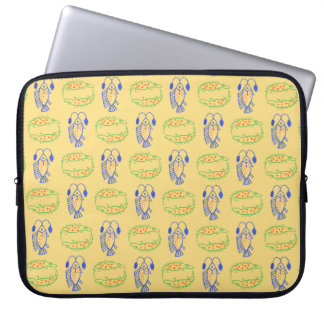 Egyptian Fish, Crocodile on Yellow Laptop Sleeve