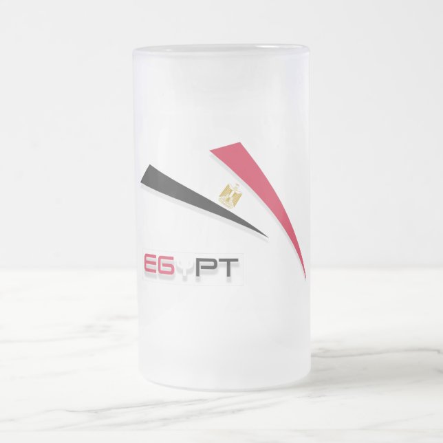 Egyptian flag frosted glass beer mug (Center)