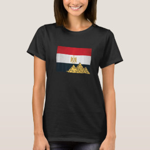 Egyptian Flag With The Giza Pyramids Egyptology T-Shirt