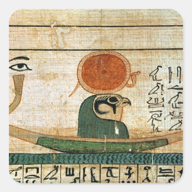 Egyptian funerary papyrus square sticker (Front)