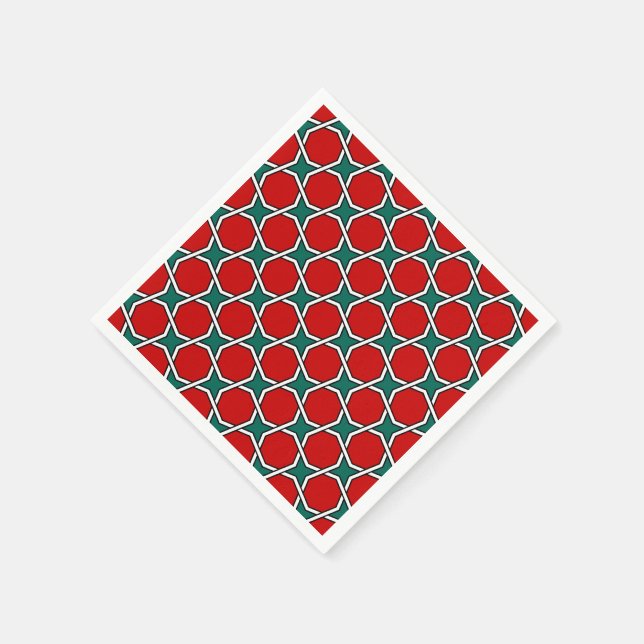 Egyptian geometric fourfold in red and green napkins (Corner)