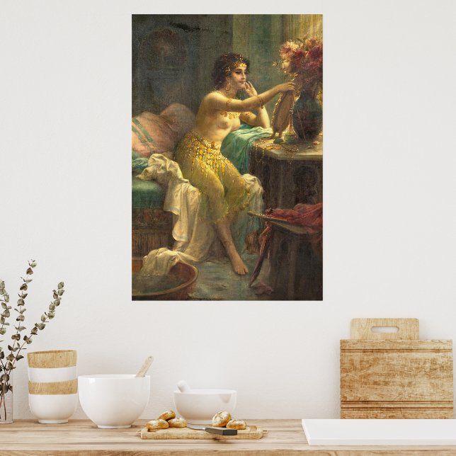 Egyptian Girl at a Dressing Table by Hans Zatzka Poster | Zazzle