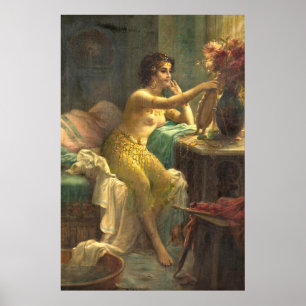 Egyptian Girl at a Dressing Table by Hans Zatzka Poster