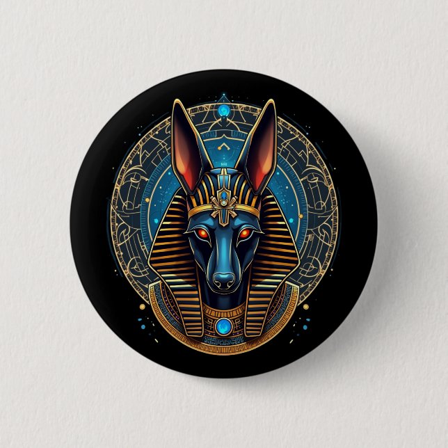 Egyptian God Anubis Ancient Egypt Mythology Button (Front)