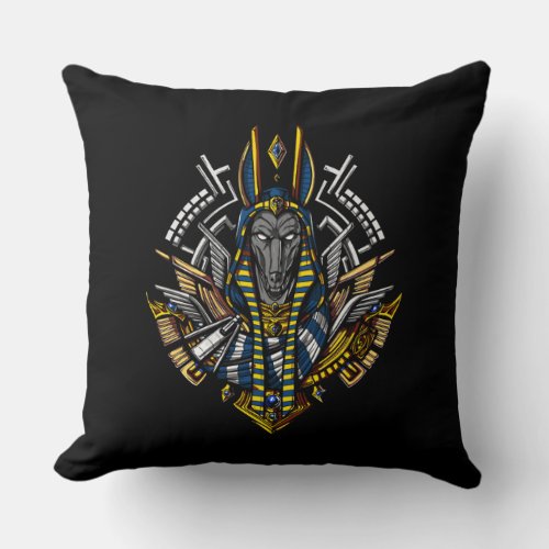 Egyptian God Anubis Ancient Wolf Pharaoh Throw Pillow