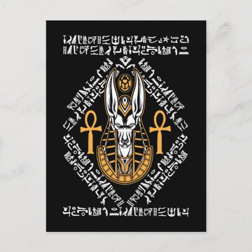 Egyptian God Anubis Ankh Egypt Hieroglyphs Postcard