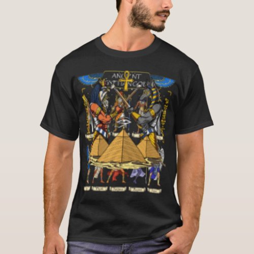 Egyptian God Anubis Eye Of Horus Pyramids T_Shirt