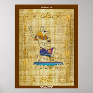 Egyptian God "ANUBIS on Papyrus" Art Poster