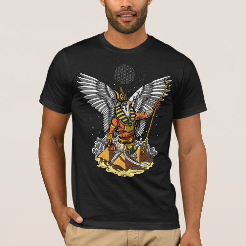 Egyptian God Horus Ancient Pyramids Ankh Mythology T_Shirt