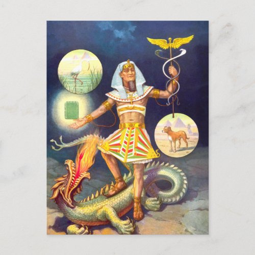 Egyptian God Vintage Art Postcard