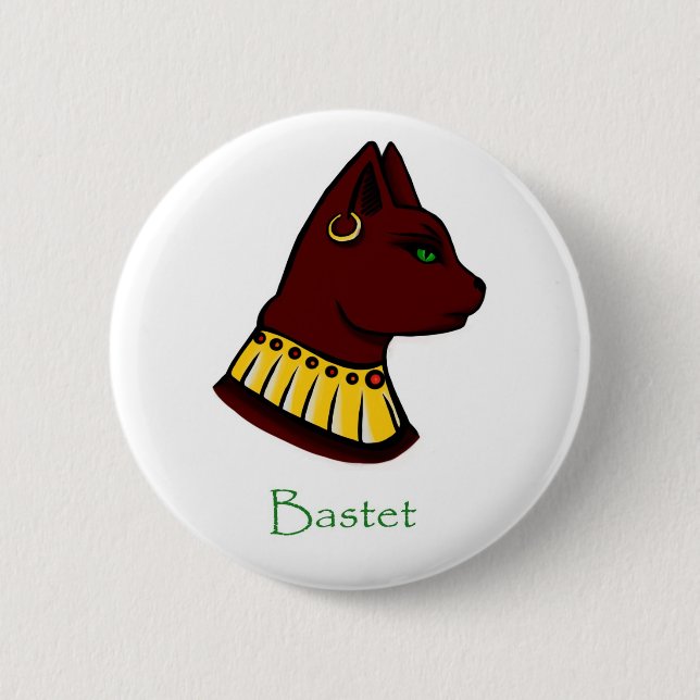 Egyptian Goddess - Bastet Badge Button (Front)