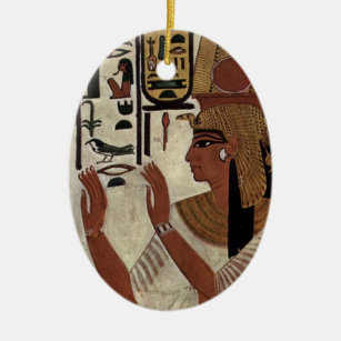 Egyptian goddess hieroglyphics pattern ceramic ornament
