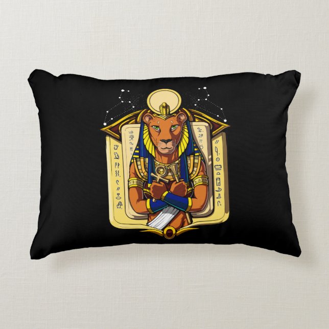 Egyptian Goddess Lioness Sekhmet God Bastet Accent Pillow (Front)