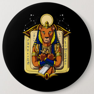 Egyptian Goddess Lioness Sekhmet God Bastet Button