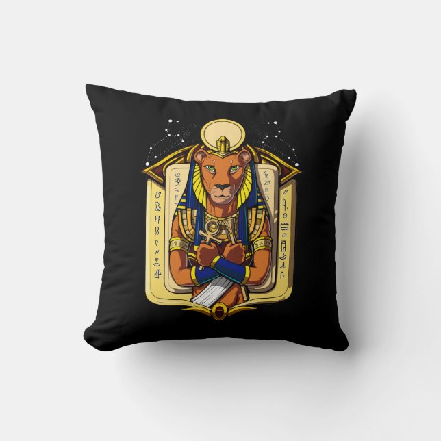 Egyptian Goddess Lioness Sekhmet God Bastet Throw Pillow (Front)