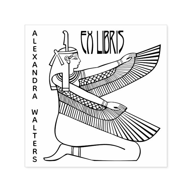 Egyptian Goddess Maat - Nefertari Tomb Ex Libris Self-inking Stamp (Design)