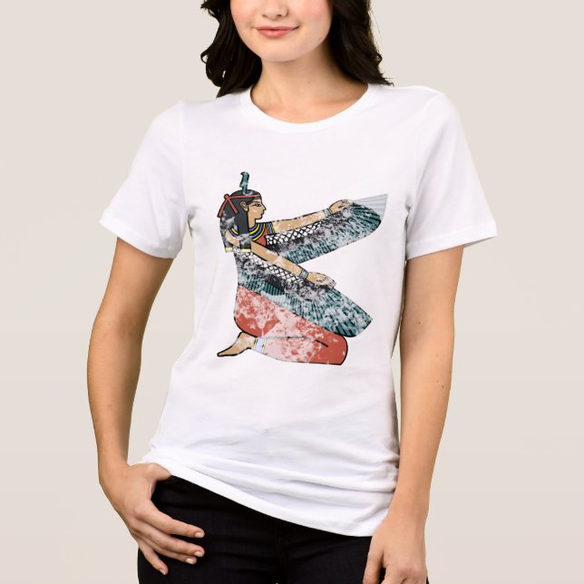 Egyptian goddess Maat winged goddess woman power Tri-Blend Shirt (Front)