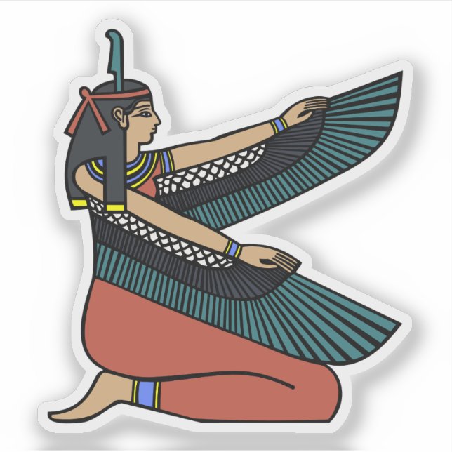 Egyptian Goddess Maat with Wings Sticker (Front)
