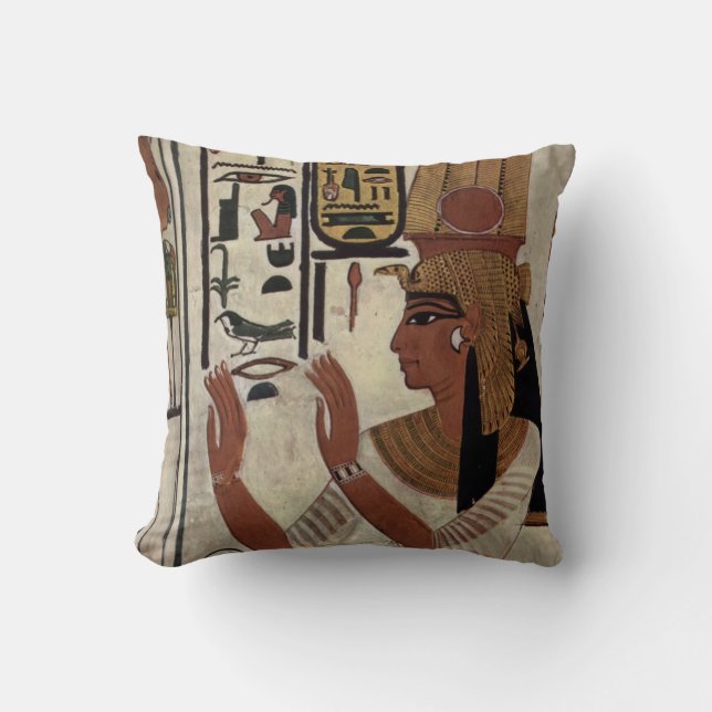 Egyptian Goddess Nefertari Throw Pillow (Front)