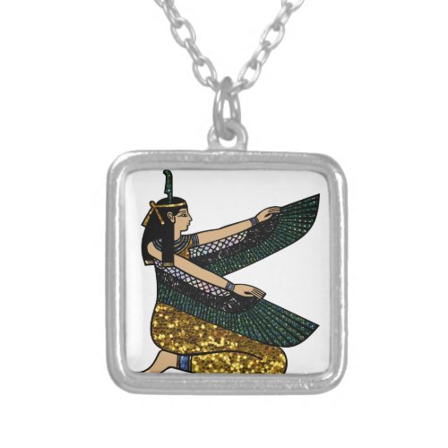 egyptian goddess silver plated necklace