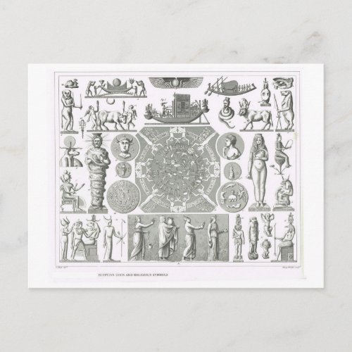 Egyptian gods and religious symbols postcard