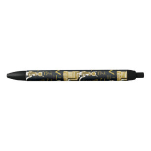 Egyptian Gods Gold and white on dark glass Pen