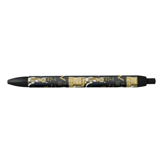Egyptian Gods Gold and white on dark glass Pen (Front)