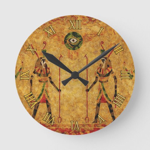 Egyptian Gods Round Clock