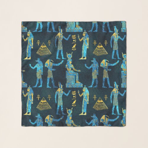 Egyptian  Gold and blue glass pattern Scarf