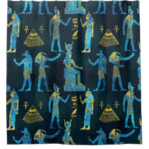 Egyptian Gold and blue glass pattern Shower Curtain