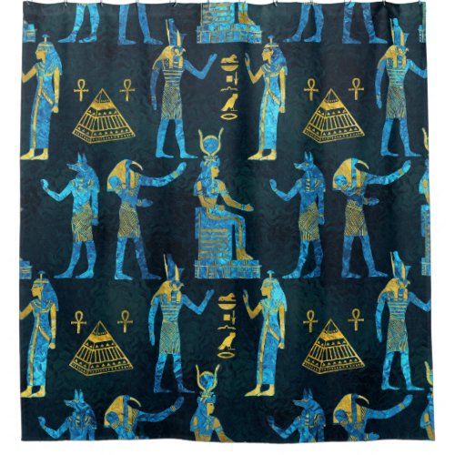 Egyptian  Gold and blue glass pattern Shower Curtain