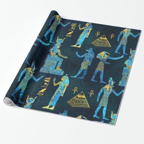 Egyptian  Gold and blue glass pattern Wrapping Paper