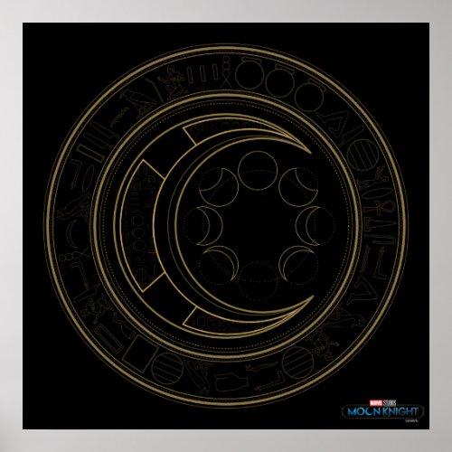 Egyptian Gold Crescent Moon Phases Graphic Poster