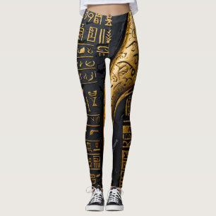 Egyptian Gold Hieroglyphic Leggings