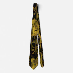 Egyptian Gold hieroglyphs and symbols collage Tie