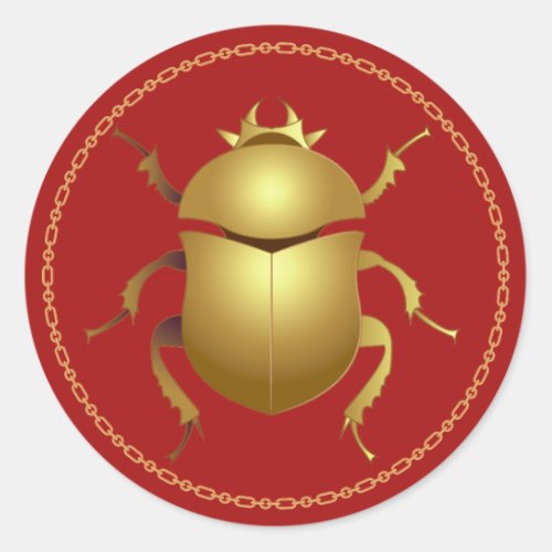Egyptian Gold Scarab Classic Round Sticker