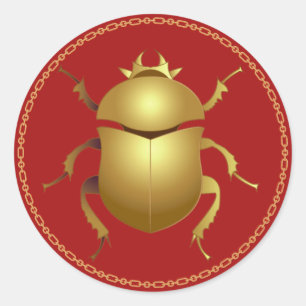 Egyptian Gold Scarab Classic Round Sticker