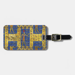 Egyptian Gold symbols on Lapis Lazuli Luggage Tag