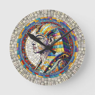 Egyptian Great Sphinx  -Mosaic Art Round Clock