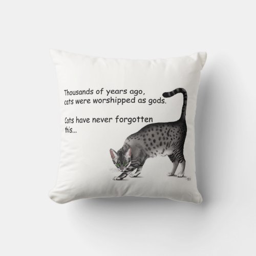 Egyptian Grey Tabby Cat Throw Pillow