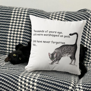 Egyptian Grey Tabby Cat Throw Pillow
