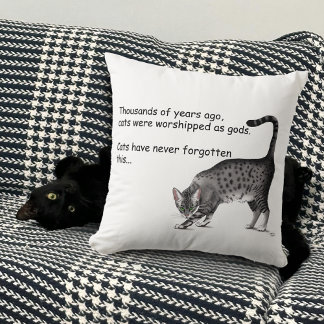 Egyptian Grey Tabby Cat Throw Pillow