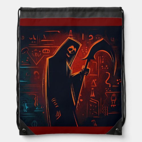 Egyptian Grim Reaper Halloween 2 Drawstring Bag