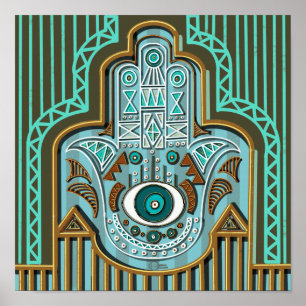 Egyptian Hamsa Hand Khamsa Of Fatimah Poster