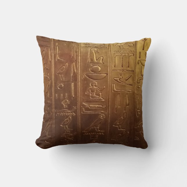 Egyptian Hieroglyph Throw Pillow (Front)